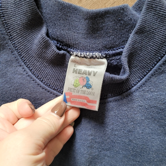 Vintage heavy fruit of the loom embroidered crew neck sweater - Picture 3 of 4